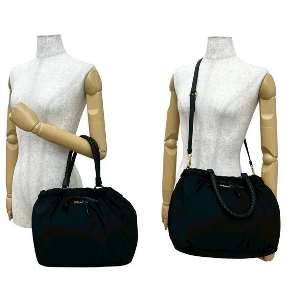 PRADA Black Leather Shoulder Bag